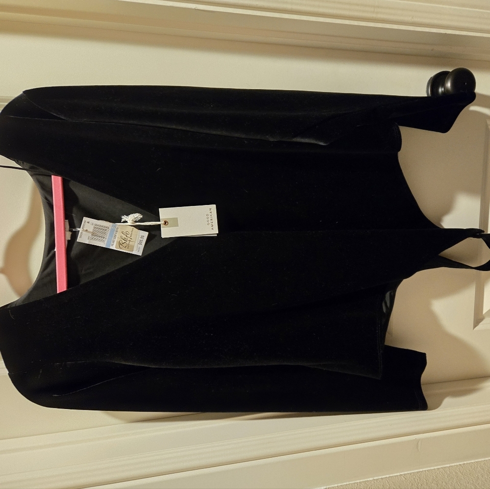 NWT GOOD AMERICAN Black Velvet V Neck Thong Bodysuit